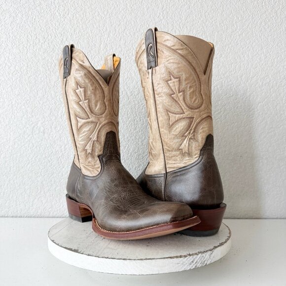 Rod Patrick Mens Cowboy Boots 15AAA Brown Bison Western Leather Sole Blunt Toe - Picture 13 of 13